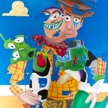 Painting titled "Bug Woody" by Maximilien Dhumerelle (Max Dhum), Original Artwork, Acrylic Mounted on Wood Stretcher frame