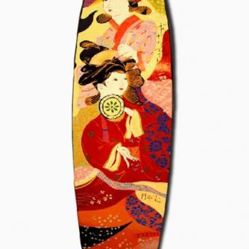 Peinture intitulée "Japanese Red Geisha…" par Mhd59, Œuvre d'art originale