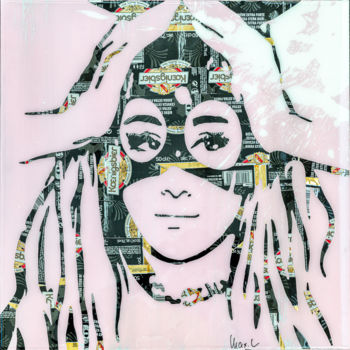 Collages intitulée "Ariana Pink & Black" par Maxl, Œuvre d'art originale, Collages