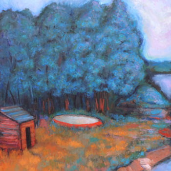 Malerei mit dem Titel "Fishermen's hut" von Massimiliano Ligabue, Original-Kunstwerk, Öl