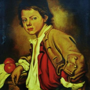 Pintura intitulada "Ritratto di giovane…" por Salvatore De Tommaso, Obras de arte originais, Óleo