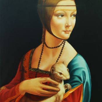 Pittura intitolato "la-dama-con-l-ermel…" da Salvatore De Tommaso, Opera d'arte originale, Olio