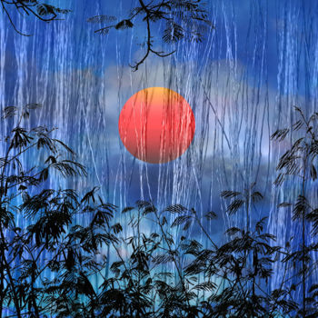 Arts numériques intitulée "Soleil rouge" par Max Parisot Du Lyaumont, Œuvre d'art originale, Peinture numérique Monté sur Al…