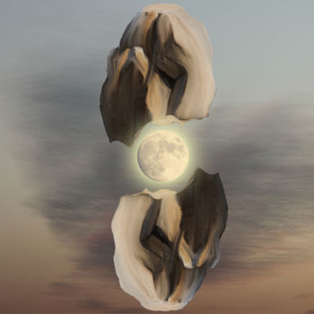 数字艺术 标题为“Naissance de la Lune” 由Max Parisot Du Lyaumont, 原创艺术品, 照片蒙太奇