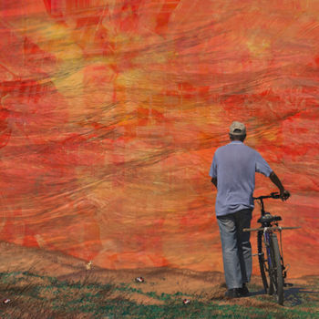 Arts numériques intitulée "Homme-en-velo" par Max Parisot Du Lyaumont, Œuvre d'art originale, Peinture numérique Monté sur A…