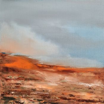 Painting titled "Orange land" by Max Sytch, Original Artwork, Oil Mounted on Wood Stretcher frame