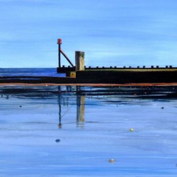 Painting titled "Reflected Groyne." by Martin Wall, Original Artwork