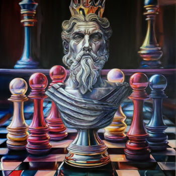 Painting titled "Checkmate" by Maya Bt, Original Artwork, Acrylic Mounted on Wood Stretcher frame