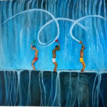 Peinture intitulée "Jeux d'eau" par Maya Del Villar, Œuvre d'art originale, Huile