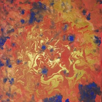 Pintura titulada "Le feu de création" por Maya Et Javi, Obra de arte original, Acrílico Montado en Bastidor de camilla de ma…