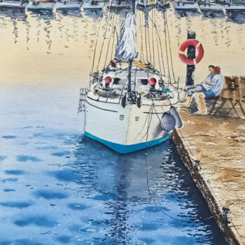 Painting titled "Rest after Sailing" by Maya Galleas, Original Artwork, Watercolor
