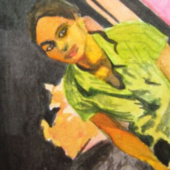 Malerei mit dem Titel "Autoportrait" von Maya Ratovondrahona, Original-Kunstwerk, Öl