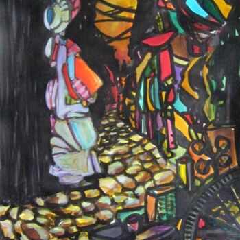 Pintura titulada "Crépuscule bazar" por Maya Ratovondrahona, Obra de arte original