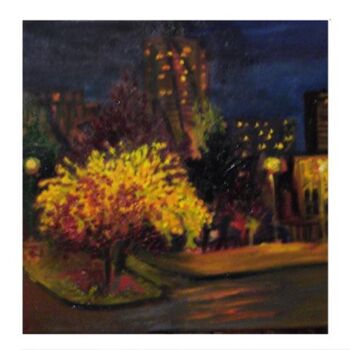 Malerei mit dem Titel "Rennes by night" von Maya Ratovondrahona, Original-Kunstwerk