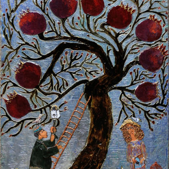 Painting titled "The Garden of Eden?…" by Maya Gavasheli, Original Artwork, Enamel