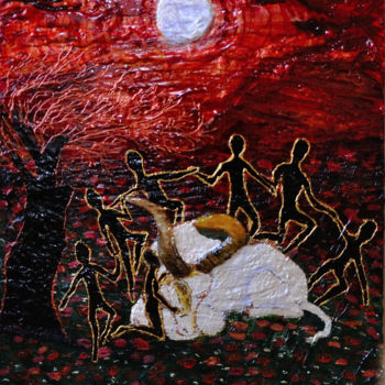 Painting titled "Spiritual" by Maya Gavasheli, Original Artwork, Enamel