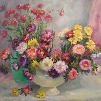 Painting titled "Flowers of autumn" by Maya Kors, Original Artwork, Oil