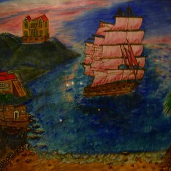 Malerei mit dem Titel "Алые паруса" von Maiia Nepovinnova, Original-Kunstwerk, Öl