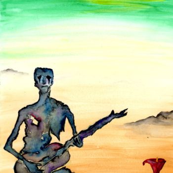 绘画 标题为“The Old Bluesman.” 由Mayara Heidrich, 原创艺术品, 水彩