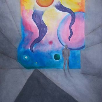 Painting titled "The Observer" by Mayara Heidrich, Original Artwork, Watercolor