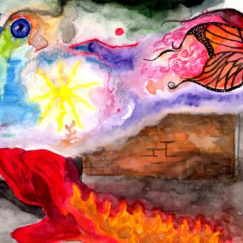 Peinture intitulée "The Butterfly Parad…" par Mayara Heidrich, Œuvre d'art originale, Aquarelle