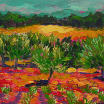 Schilderij getiteld "Orchards of Puglia I" door Maja Grecic, Origineel Kunstwerk, Acryl