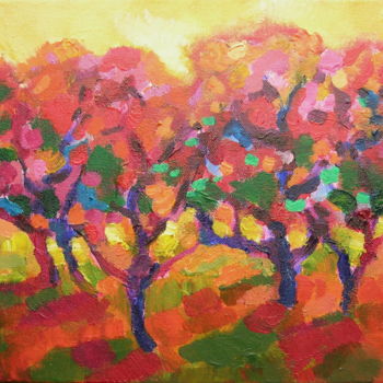 Malerei mit dem Titel "Colourful orchard I" von Maja Grecic, Original-Kunstwerk, Acryl