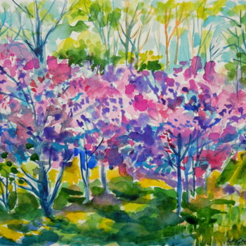 Painting titled "Pretty in pink" by Maja Grecic, Original Artwork, Watercolor