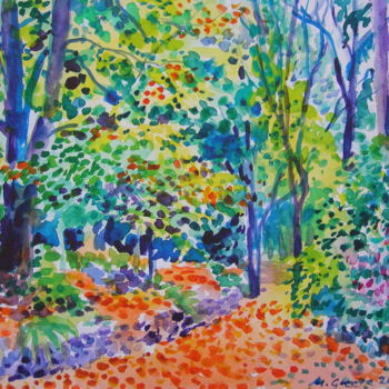 Painting titled "Whispering woods" by Maja Grecic, Original Artwork, Watercolor