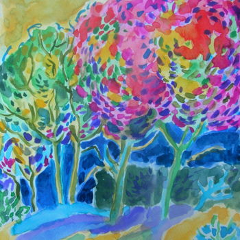 Malerei mit dem Titel "Spring breeze" von Maja Grecic, Original-Kunstwerk, Aquarell