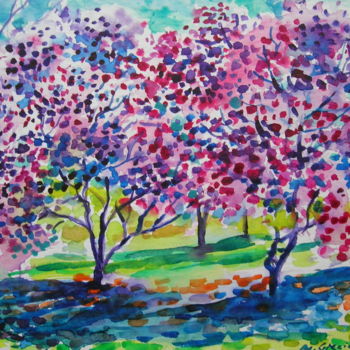 Painting titled "Spring blossom" by Maja Grecic, Original Artwork, Watercolor