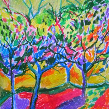Dessin intitulée "Colour infusion No 7" par Maja Grecic, Œuvre d'art originale, Pastel