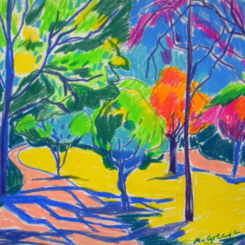 Peinture intitulée "Orchard etude No 1" par Maja Grecic, Œuvre d'art originale, Pastel