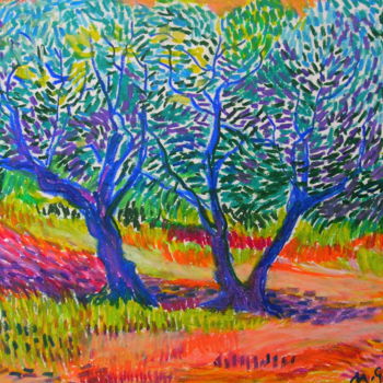 Drawing titled "Orchard etude No 4" by Maja Grecic, Original Artwork, Pastel