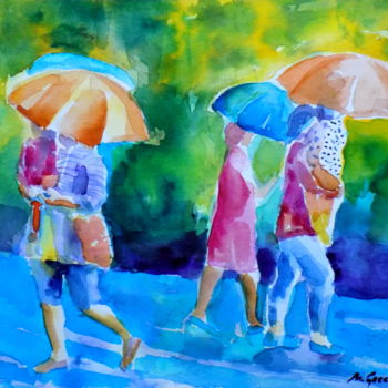 Pittura intitolato "Out and about" da Maja Grecic, Opera d'arte originale, Acquarello