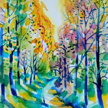 Malerei mit dem Titel "Autumn days" von Maja Grecic, Original-Kunstwerk, Aquarell
