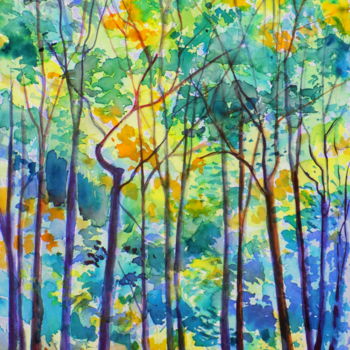 Ζωγραφική με τίτλο "Forest fantasy No 3" από Maja Grecic, Αυθεντικά έργα τέχνης, Ακουαρέλα