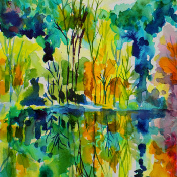 Painting titled "Reflections XIII" by Maja Grecic, Original Artwork, Watercolor