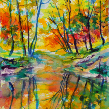 Painting titled "Reflections XXII" by Maja Grecic, Original Artwork, Watercolor
