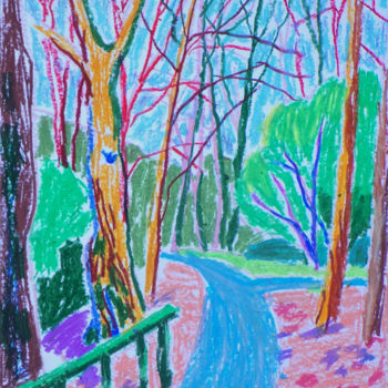 Painting titled "A path in plein air" by Maja Grecic, Original Artwork, Pastel