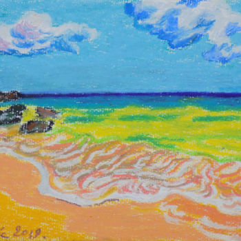 Drawing titled "Bermuda beach" by Maja Grecic, Original Artwork, Pastel