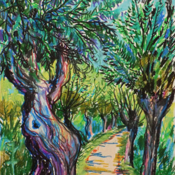 Dessin intitulée "Orchard etude No XI…" par Maja Grecic, Œuvre d'art originale, Pastel