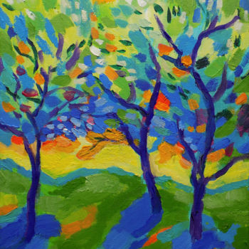 Pintura titulada "Orchard in yellow a…" por Maja Grecic, Obra de arte original, Acrílico