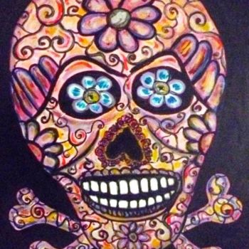 Painting titled "Skull in Love" by Maya Takata, Original Artwork