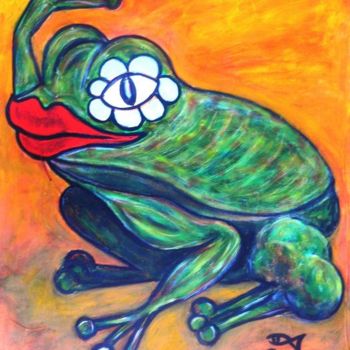 Pintura intitulada "Frog" por Maya Takata, Obras de arte originais