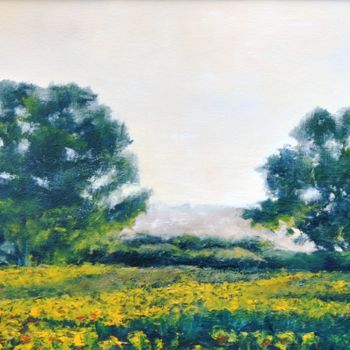 Peinture intitulée "Paisaje con campos…" par Maymonis, Œuvre d'art originale