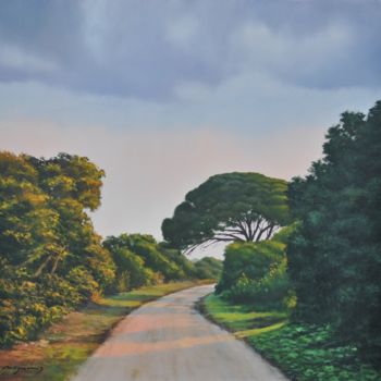 Painting titled "Camino al atardecer…" by Maymonis, Original Artwork, Oil