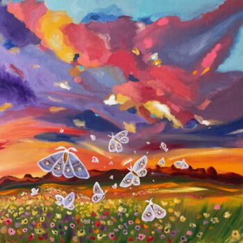 Картина под названием "Moth Valley" - Mayra Freeman, Подлинное произведение искусства, Масло Установлен на картон