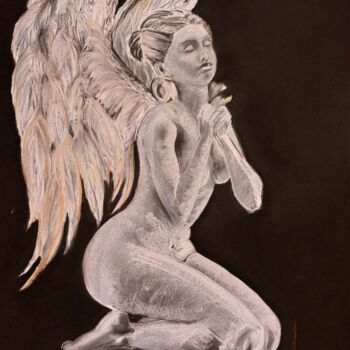Pittura intitolato "ANGELIAN" da Mayra Montenegro, Opera d'arte originale, Pastello