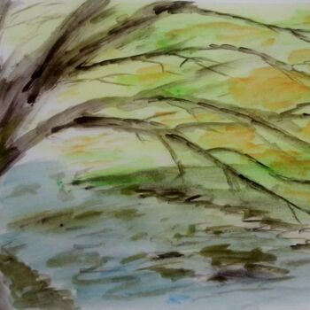 Painting titled "RIO RIAZA A SU PASO…" by Mayte Ayuso (Matete), Original Artwork, Watercolor